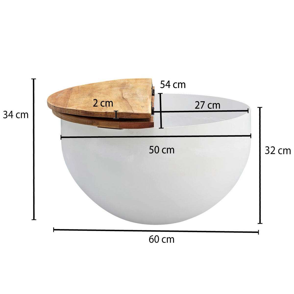 Couchtisch weiß B/H/T: ca. 60x34x60 cm Couchtisch - weiß (60,00/34,00/60,00cm) - Wohnling
