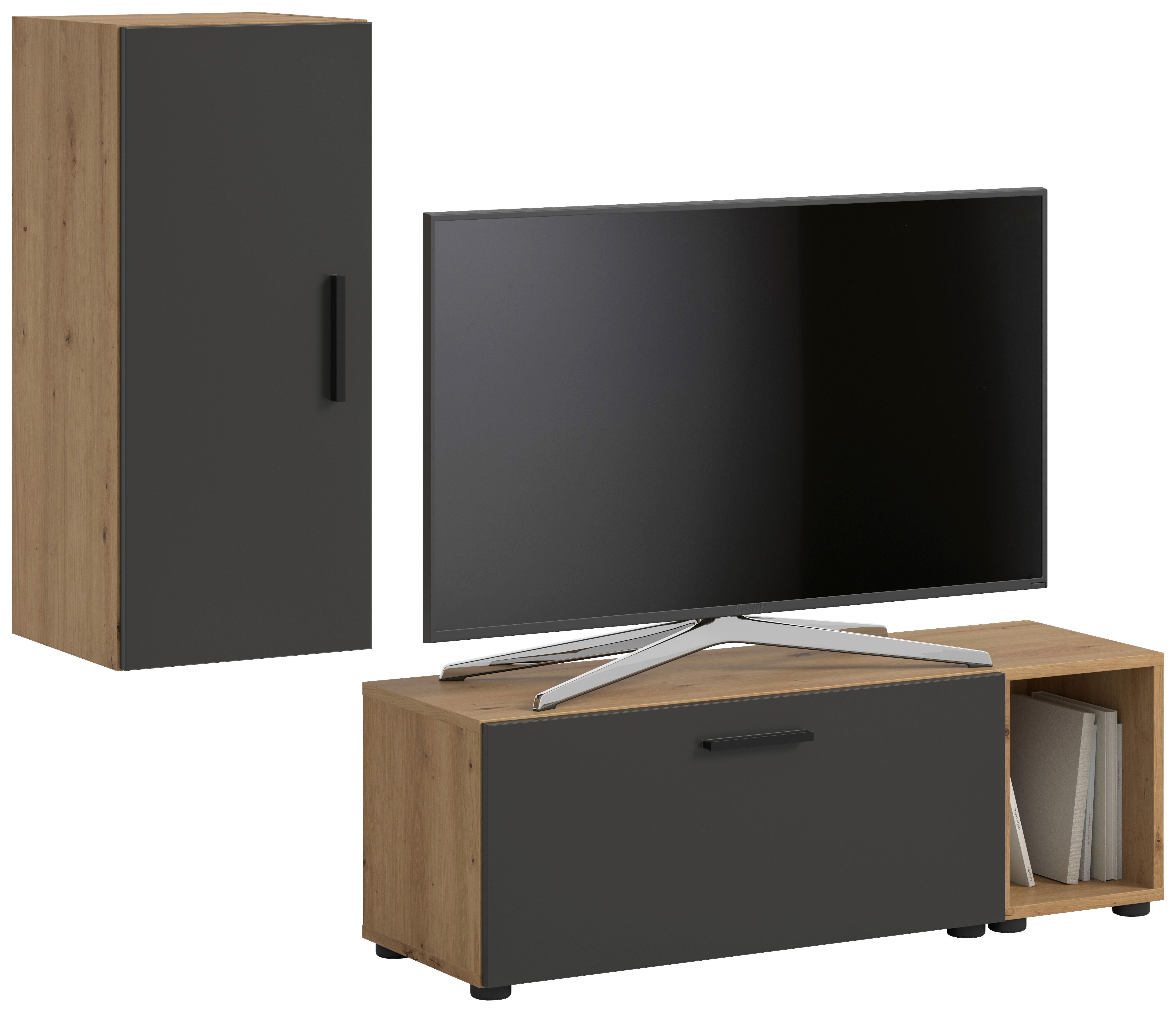 Wohnwand-Set TheOne Eiche Artisan Nachbildung anthrazit B/H/T: ca. 75x32x34 cm TheOne - Eiche/anthrazit (75,00/32,00/34,00cm)