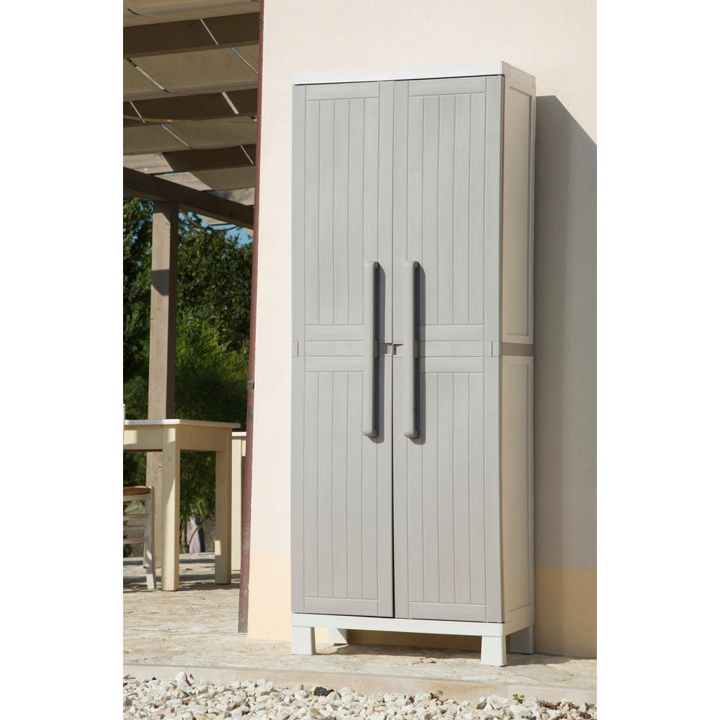 Thumbnail - Toomax Kunststoffschrank Wood Midi hellgrau Kunststoff B/H/T: ca. 65x173x37 cm