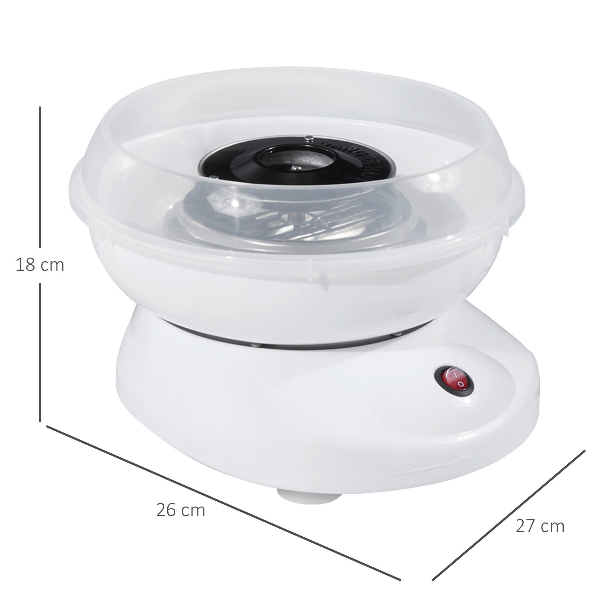 HOMCOM Küchengerät weiß Edelstahl Polypropylen B/H/L: ca. 26x27x18 cm Zuckerwattemaschine - weiß (18,00/26,00/27,00cm) - HOMCOM