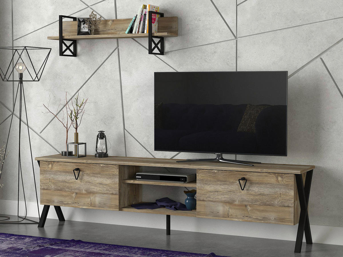 Wohnwand Zeth Eiche Nachbildung B/H/T: ca. 180x46,8x31,5 cm Zeth - Eiche (180,00/46,80/31,50cm) - moebel17
