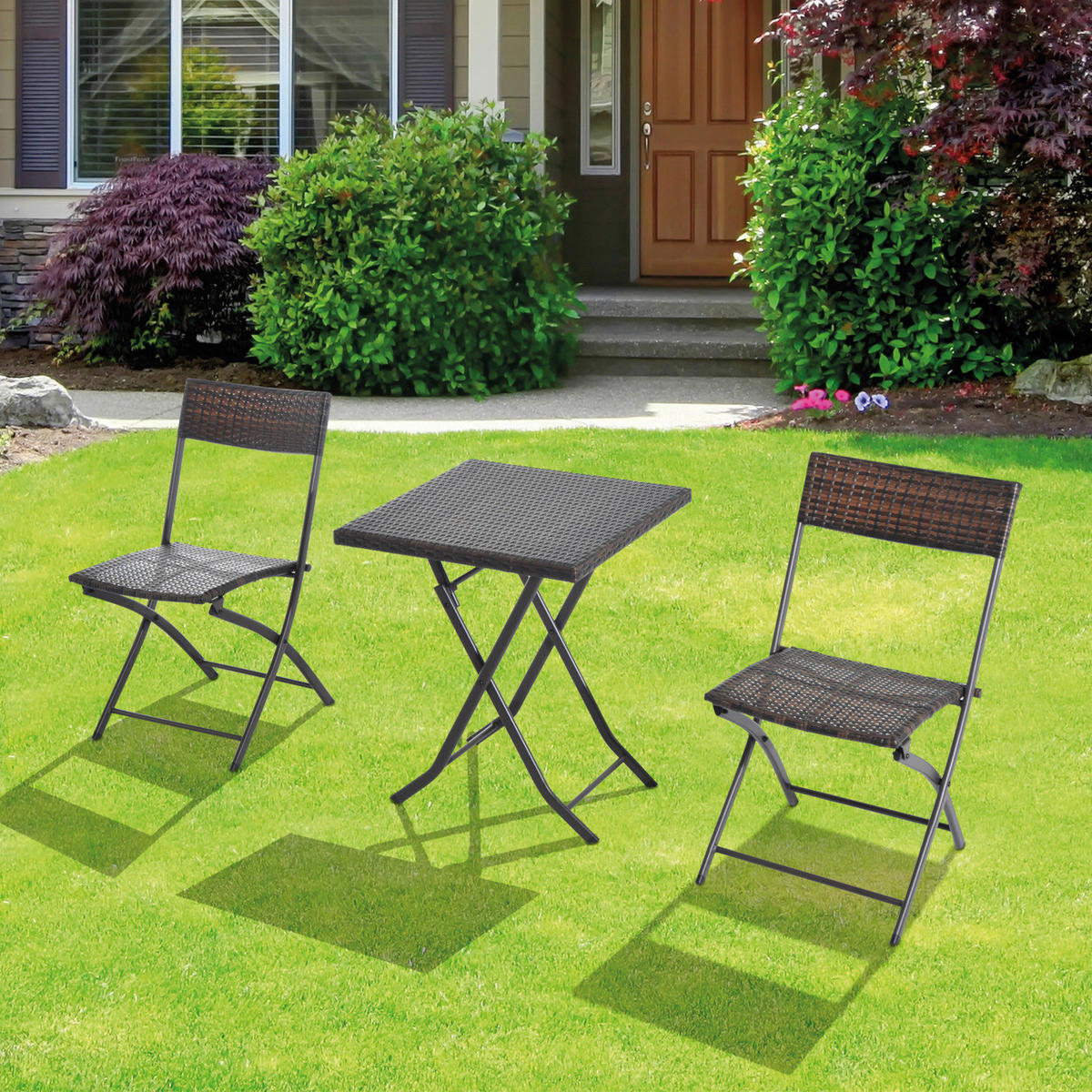 Outsunny Balkonset café braun Polyrattan Balkonset_3tlg. - café braun - Outsunny