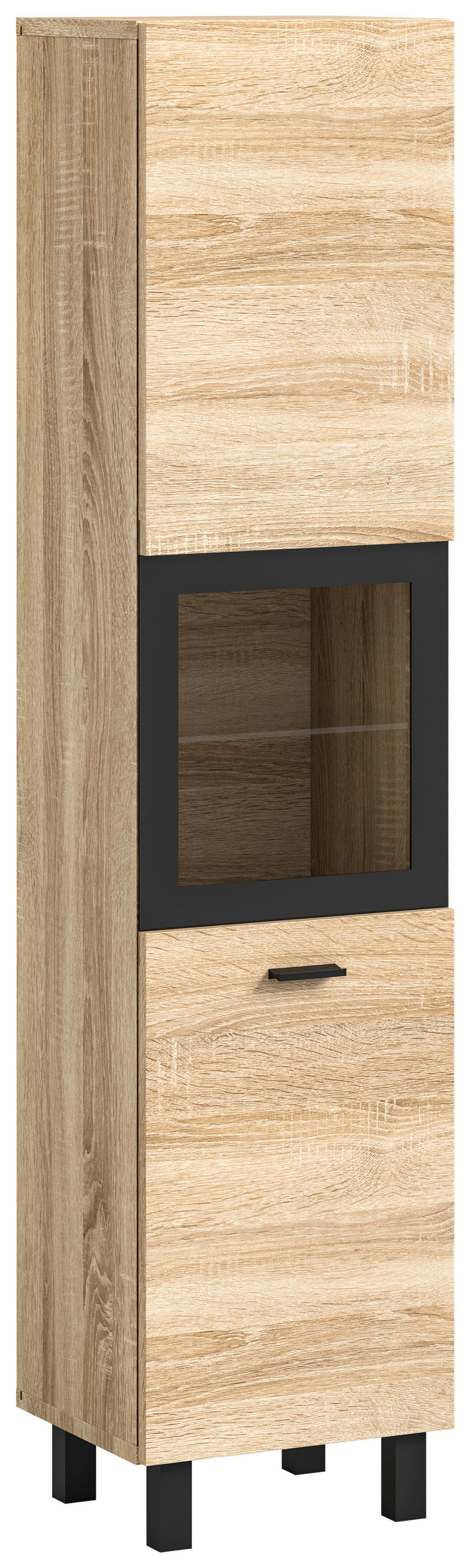 Badhochschrank BOSTON Eiche Sonoma Nachbildung schwarz B/H/T: ca. 30x125x29 cm BOSTON - Eiche/schwarz (30,00/125,00/29,00cm) - xonox.home