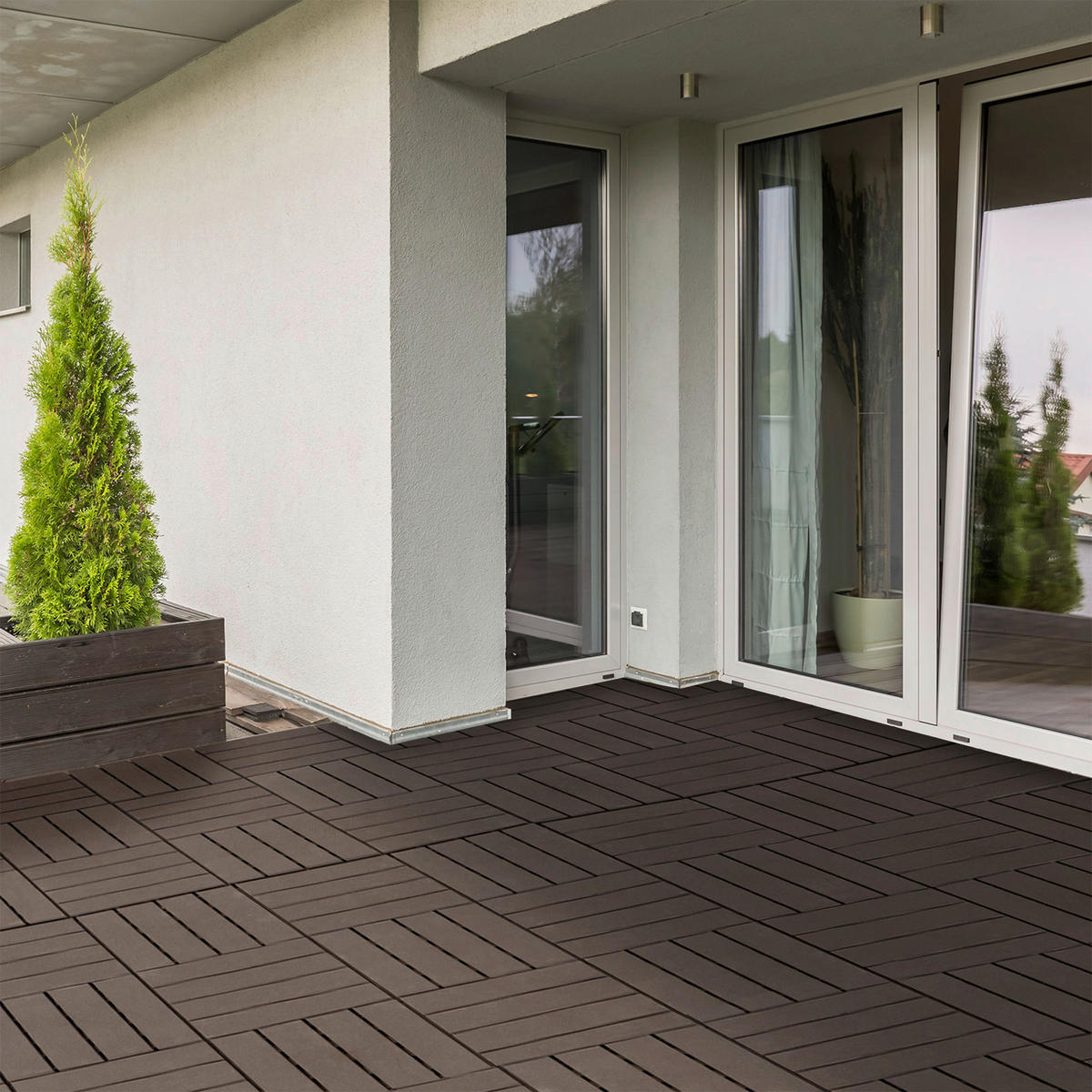Outsunny Terrassenfliese braun B/L: ca. 30x30 cm Terrassenfliese - braun (30,00/30,00/2,00cm) - Outsunny
