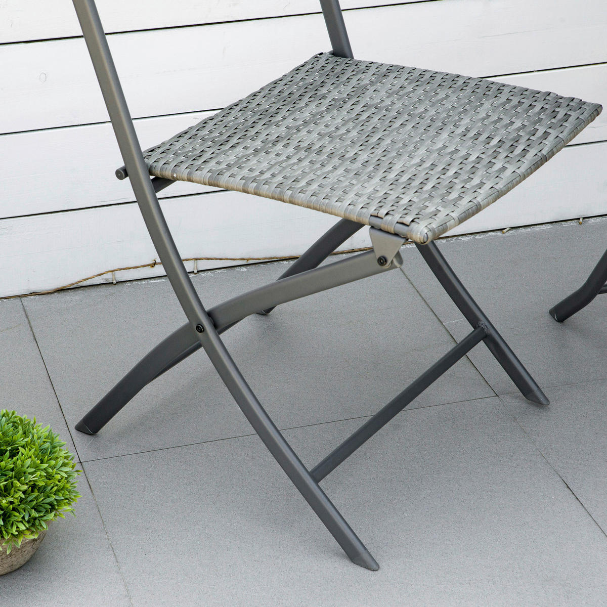 Outsunny Sitzgruppe grau Polyrattan B/H/L: ca. 60x60x72 cm Gartenmöbel-Set - grau (72,00/60,00/60,00cm) - Outsunny