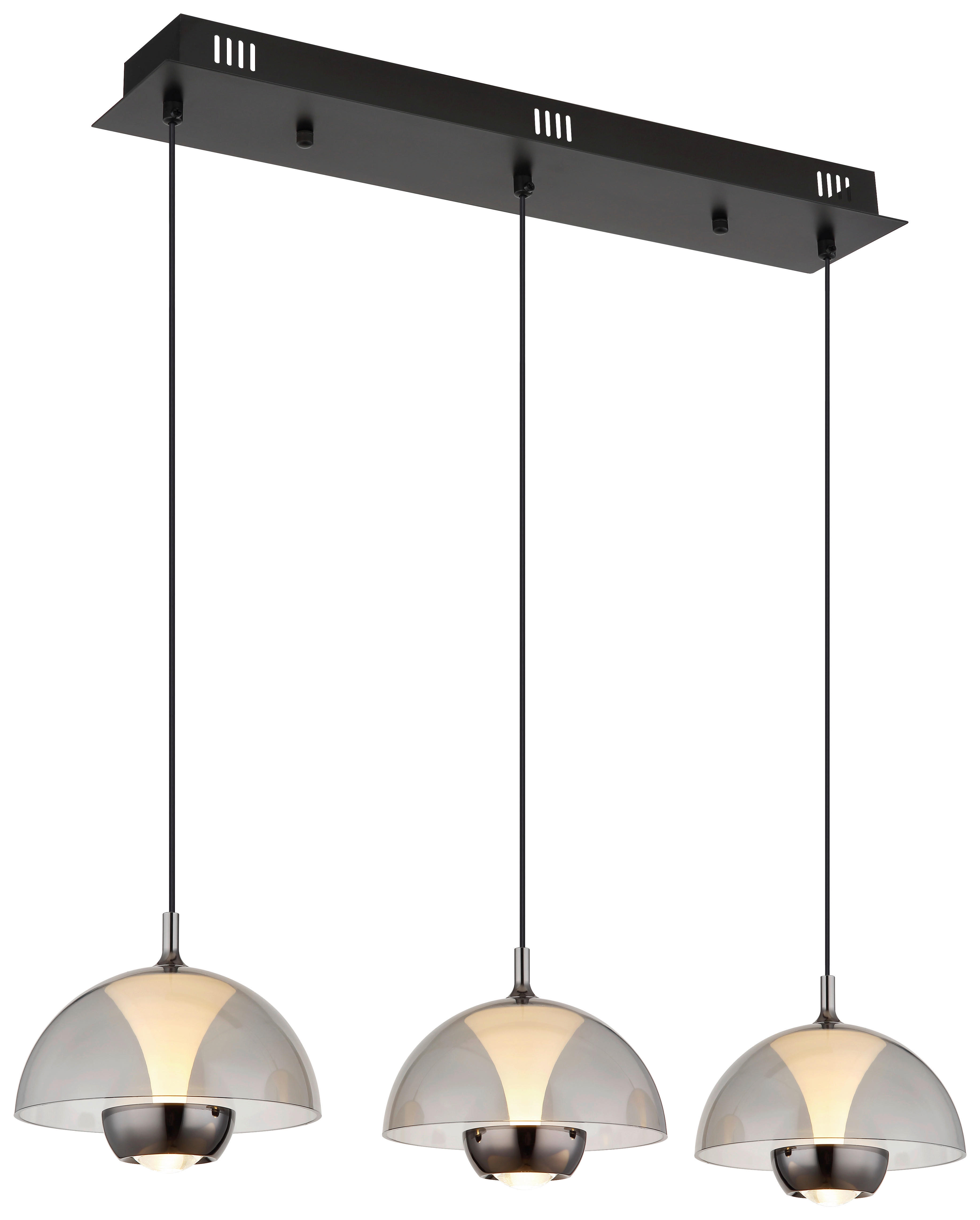 GLOBO LED-Pendelleuchte ARUS 16022-3 weiß Rauch mattschwarz Metall Kunststoff B/H/L: ca. 68x120x18 cm 1.0 Brennstellen ARUS - weiß/Rauch (18,00/68,00/120,00cm) - GLOBO