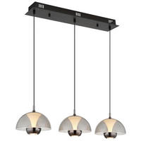 GLOBO LED-Pendelleuchte ARUS 16022-3 weiß Rauch mattschwarz Metall Kunststoff B/H/L: ca. 68x120x18 cm 1.0 Brennstellen ARUS - weiß/Rauch (18,00/68,00/120,00cm) - GLOBO