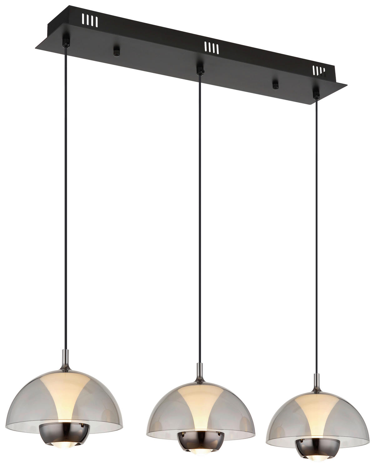 GLOBO LED-Pendelleuchte ARUS 16022-3 weiß Rauch mattschwarz Metall Kunststoff B/H/L: ca. 68x120x18 cm 1.0 Brennstellen ARUS - weiß/Rauch (18,00/68,00/120,00cm) - GLOBO