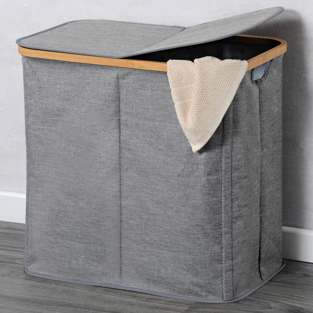 Kesper Wäschesammler grau Polyester B/H/T: ca. 54,5x50x33 cm Wäschesammler - grau (54,50/50,00/33,00cm) - Kesper