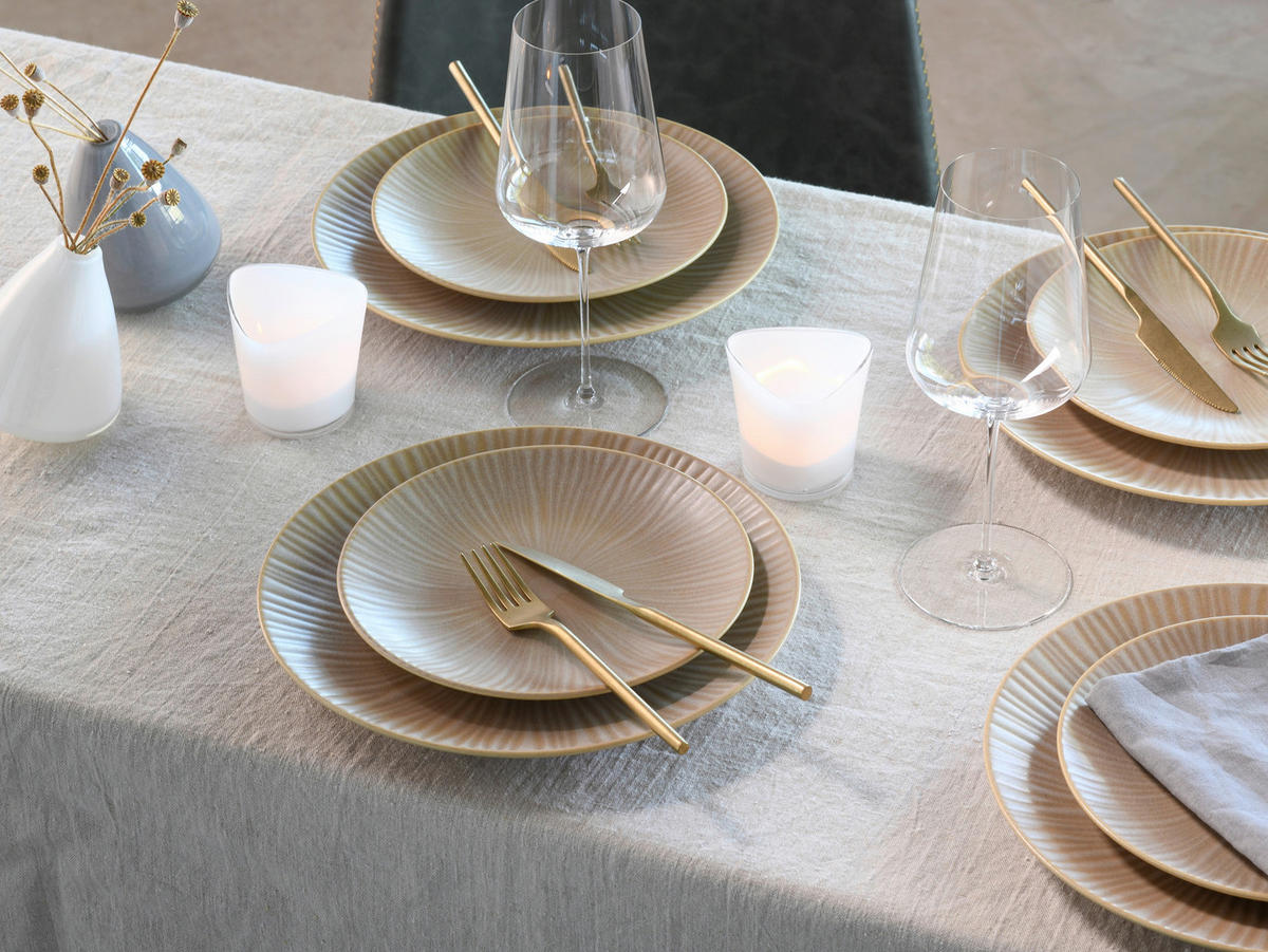 CreaTable Tafelservice Vesuvio Sand sandbeige Steinzeug Vesuvio Sand - sandbeige - CreaTable