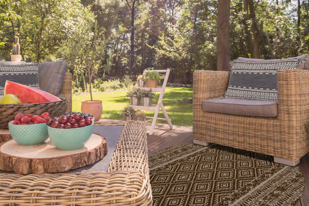 Kayoom Flachgewebeteppich Sunny 110 braun B/L: ca. 120x120 cm Sunny 110 - braun (120,00/120,00cm) - Kayoom