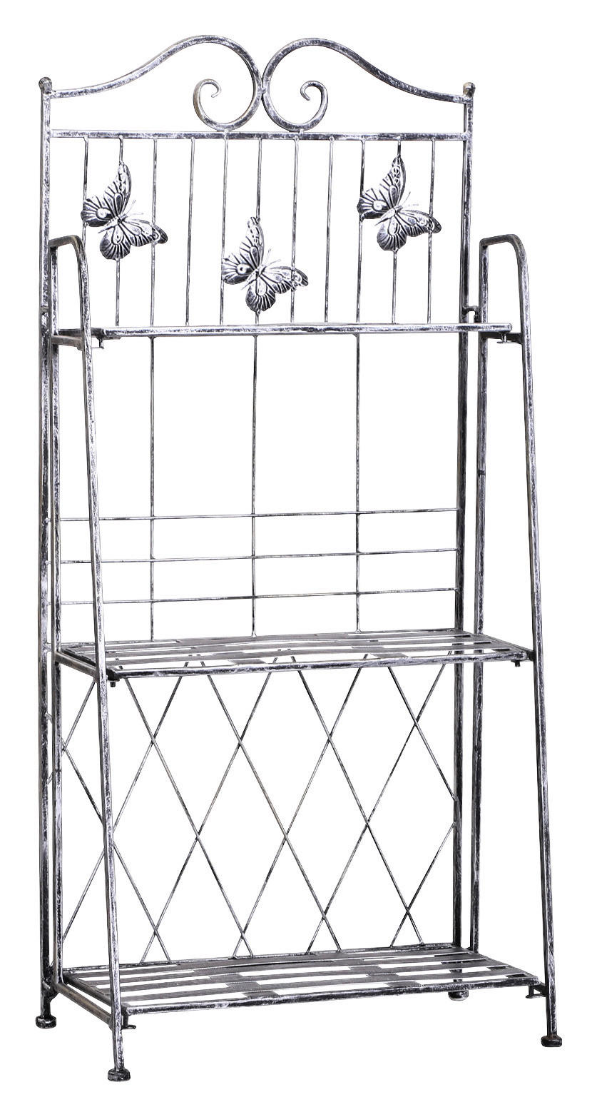 Outsunny Pflanzregal Silbergrau Metall B/H/L: ca. 25x96x44 cm Pflanzregal mit 3 Ebenen - Silbergrau (44,00/25,00/96,00cm) - Outsunny