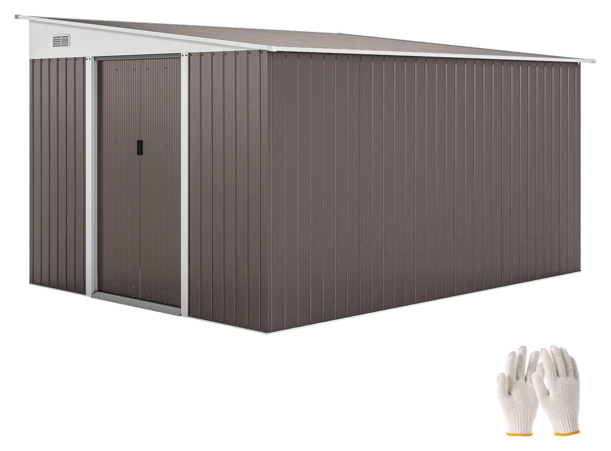 Outsunny Gartenschuppen grau Stahl B/H/L: ca. 345x201x280 cm Gartenschuppen - grau (280,00/345,00/201,00cm) - Outsunny