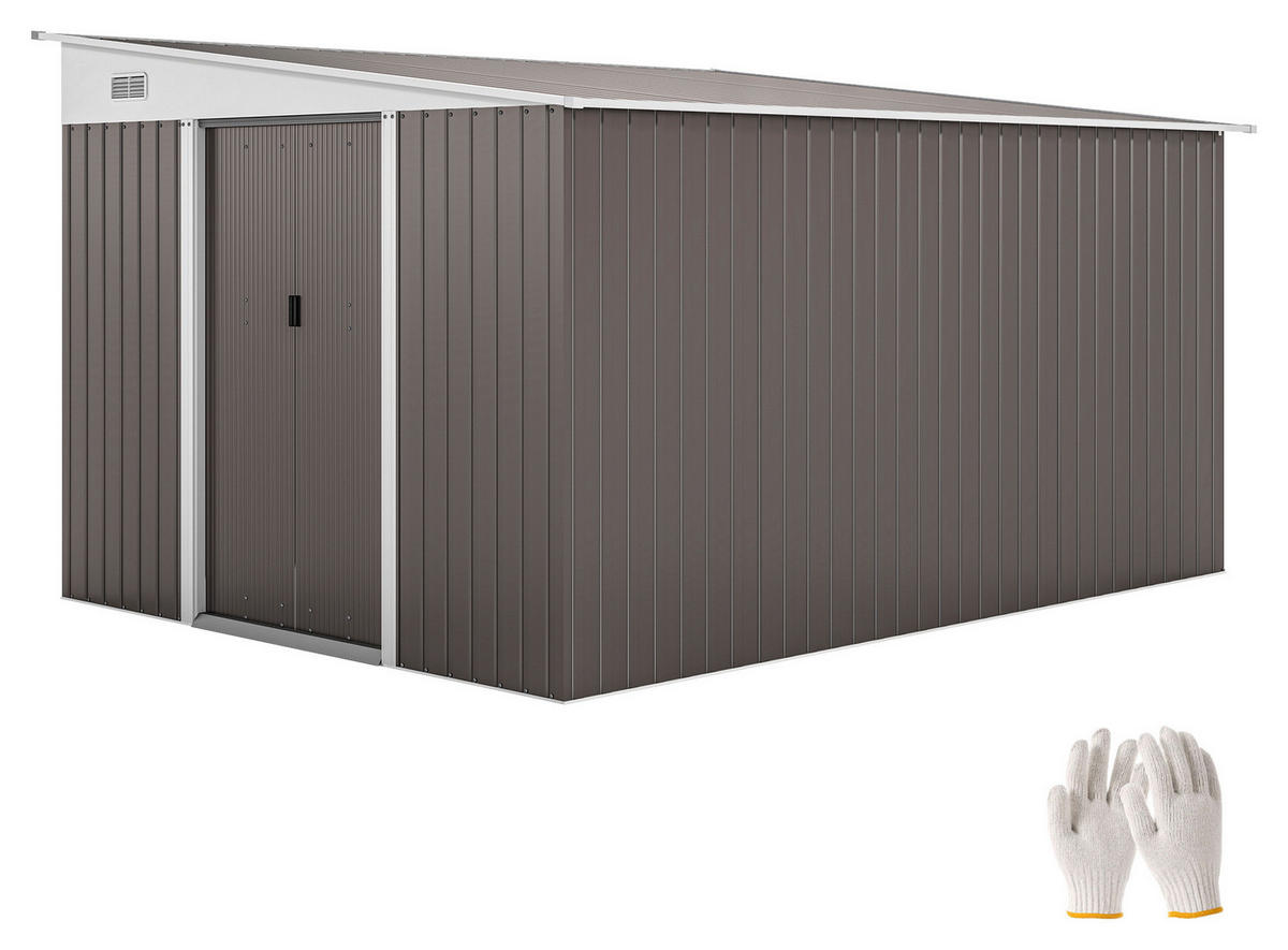 Outsunny Gartenschuppen grau Stahl B/H/L: ca. 345x201x280 cm Gartenschuppen - grau (280,00/345,00/201,00cm) - Outsunny