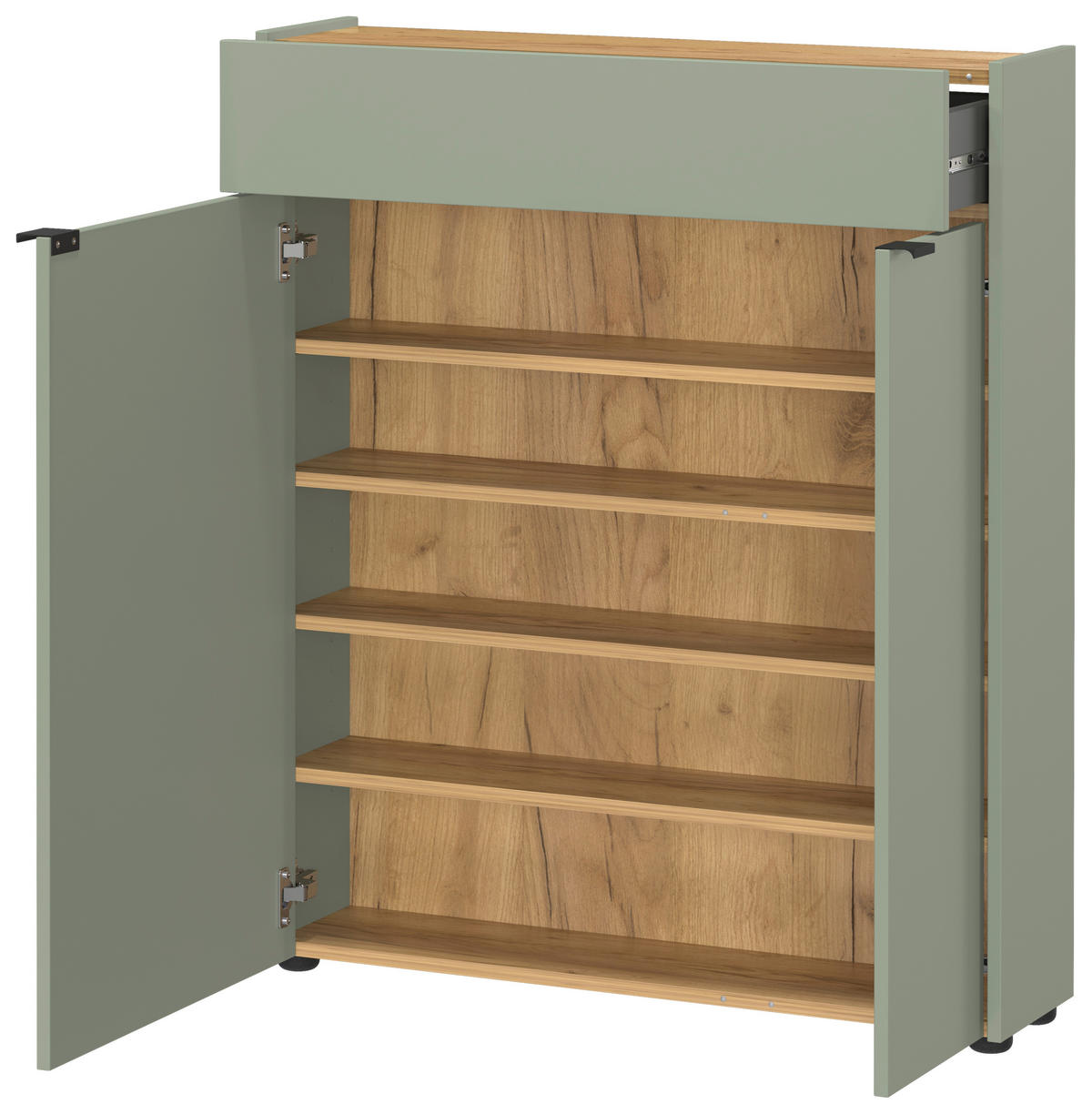 Mehrzweckschrank 1319-629 grün Eiche Navarra Nachbildung B/H/T: ca. 82x102x22 cm 1319-629 - Eiche/grün (82,00/102,00/22,00cm) - Germania