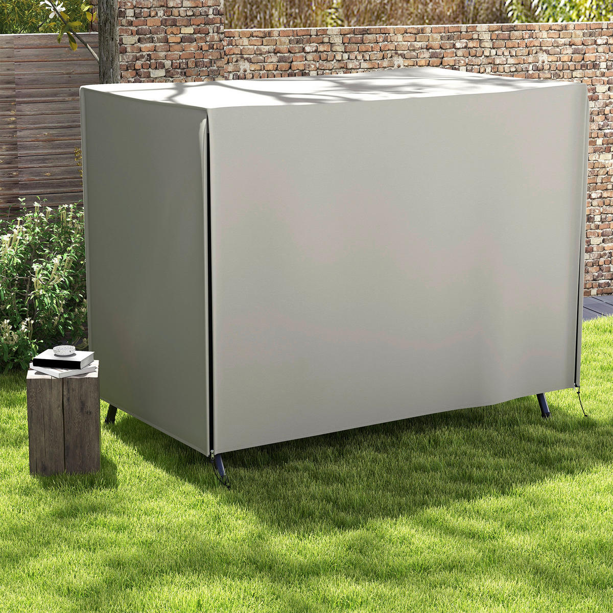 Outsunny Abdeckplane grau Polyester B/H/L: ca. 124x205x164 cm Abdeckhaube_für_Hollywoodschaukeln - grau (164,00/124,00/205,00cm) - Outsunny