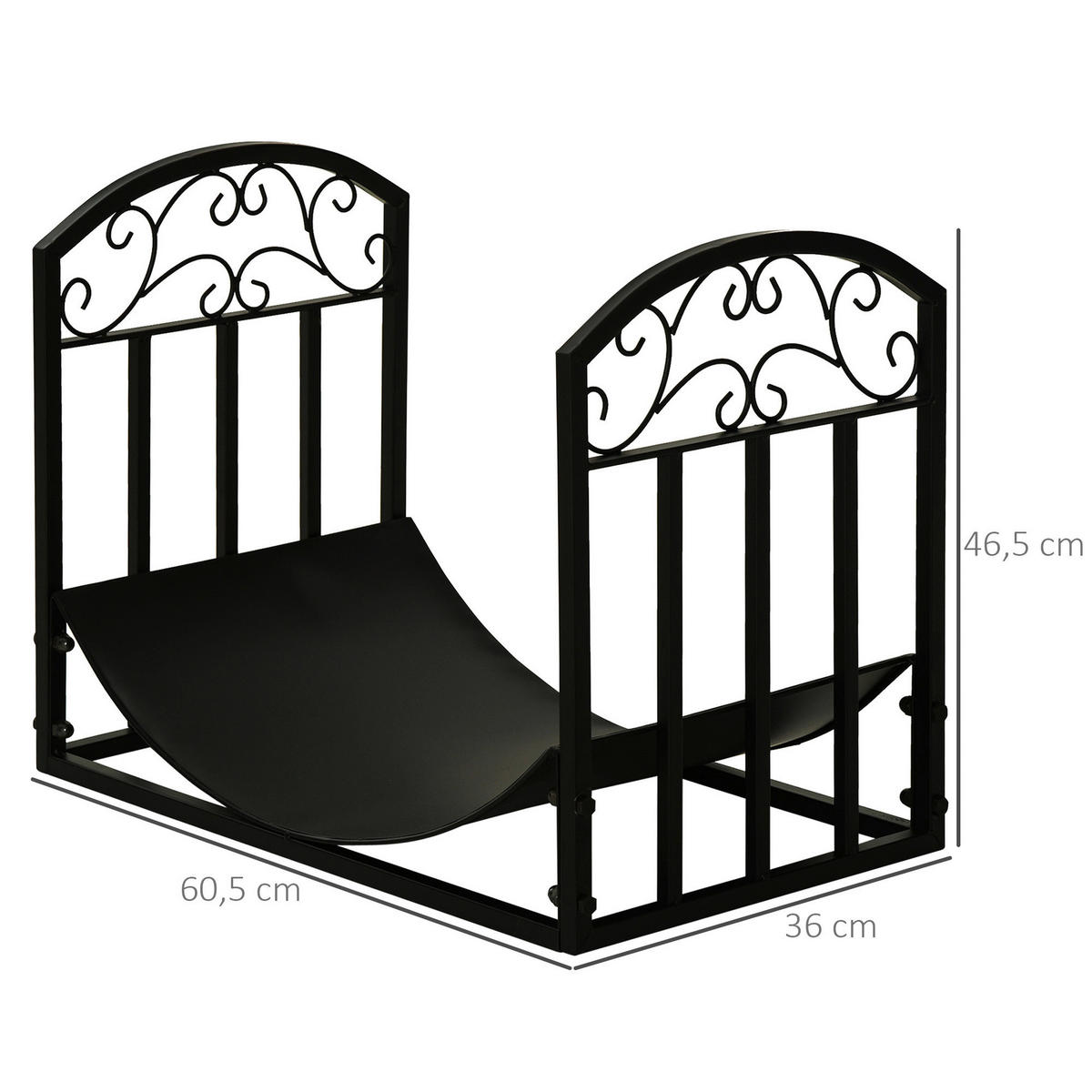 Outsunny Kaminholzregal schwarz B/H/T: ca. 60,5x46,5x36 cm Kaminholzregal 842-208 - schwarz (60,50/46,50/36,00cm) - Outsunny