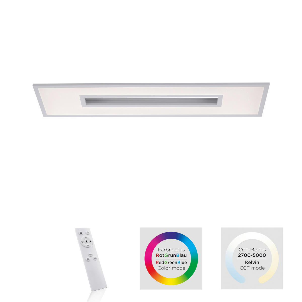 Just Light LED-Deckenleuchte RECESS 11647-16 weiß grau Kunststoff Metall B/H/T: ca. 30x5x100 cm 1 Brennstellen RECESS - weiß/grau (30,00/5,00/100,00cm) - Just Light