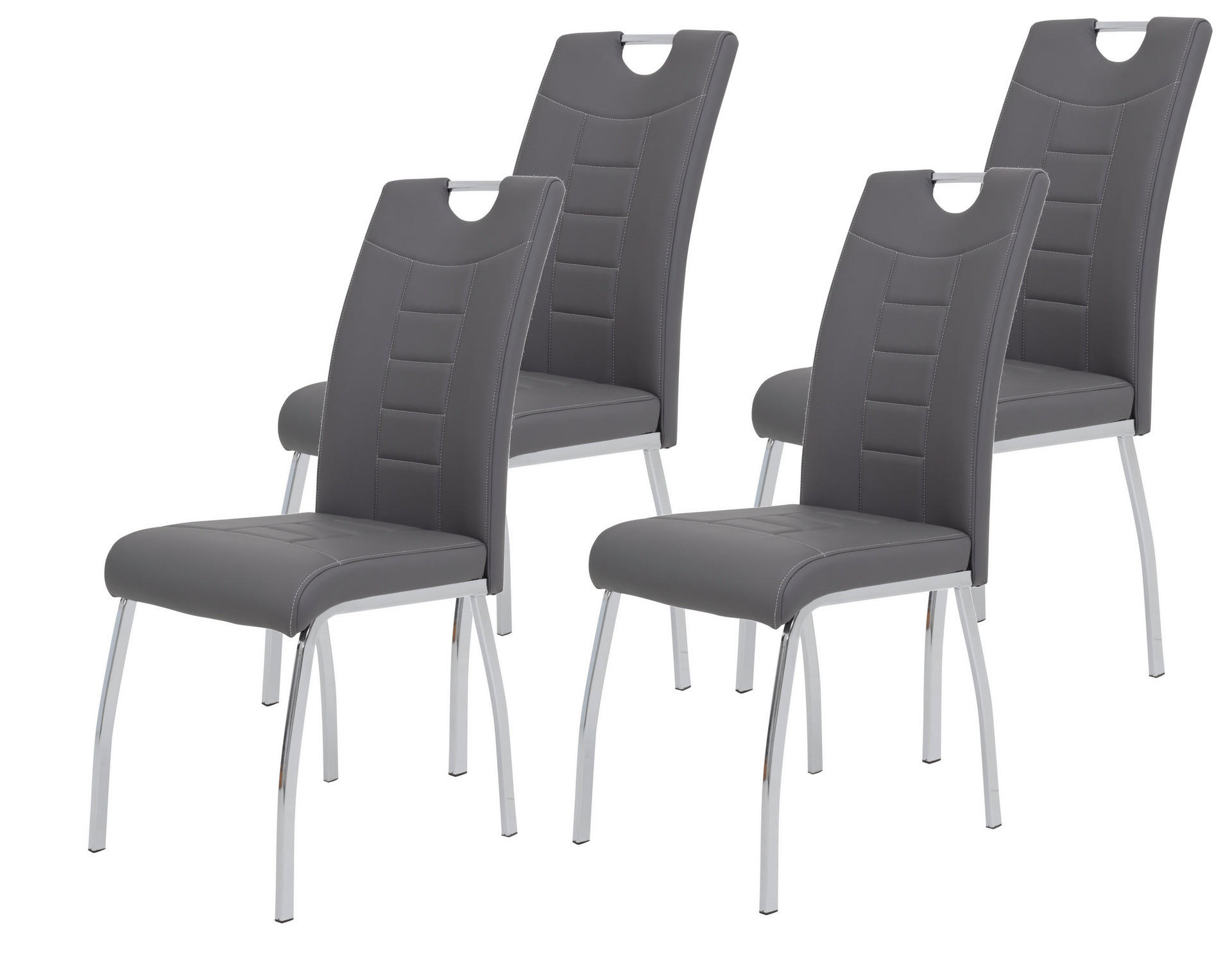 Stuhl Andrea 4er Set grau Kunstleder B/H/T: ca. 43x100x64 cm Andrea 4er Set - grau (43,00/100,00/64,00cm) - Hela