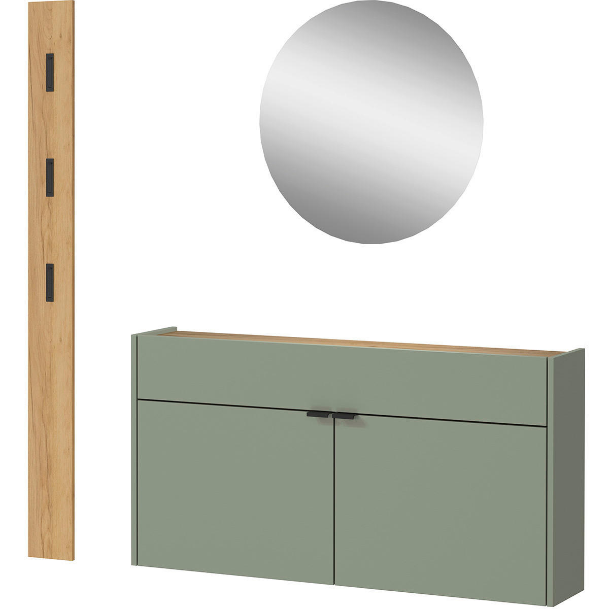 Garderobe 7939-629 B/H/T: ca. 140x200x22 cm 7939-629 - Eiche/grün (140,00/200,00/22,00cm) - Germania