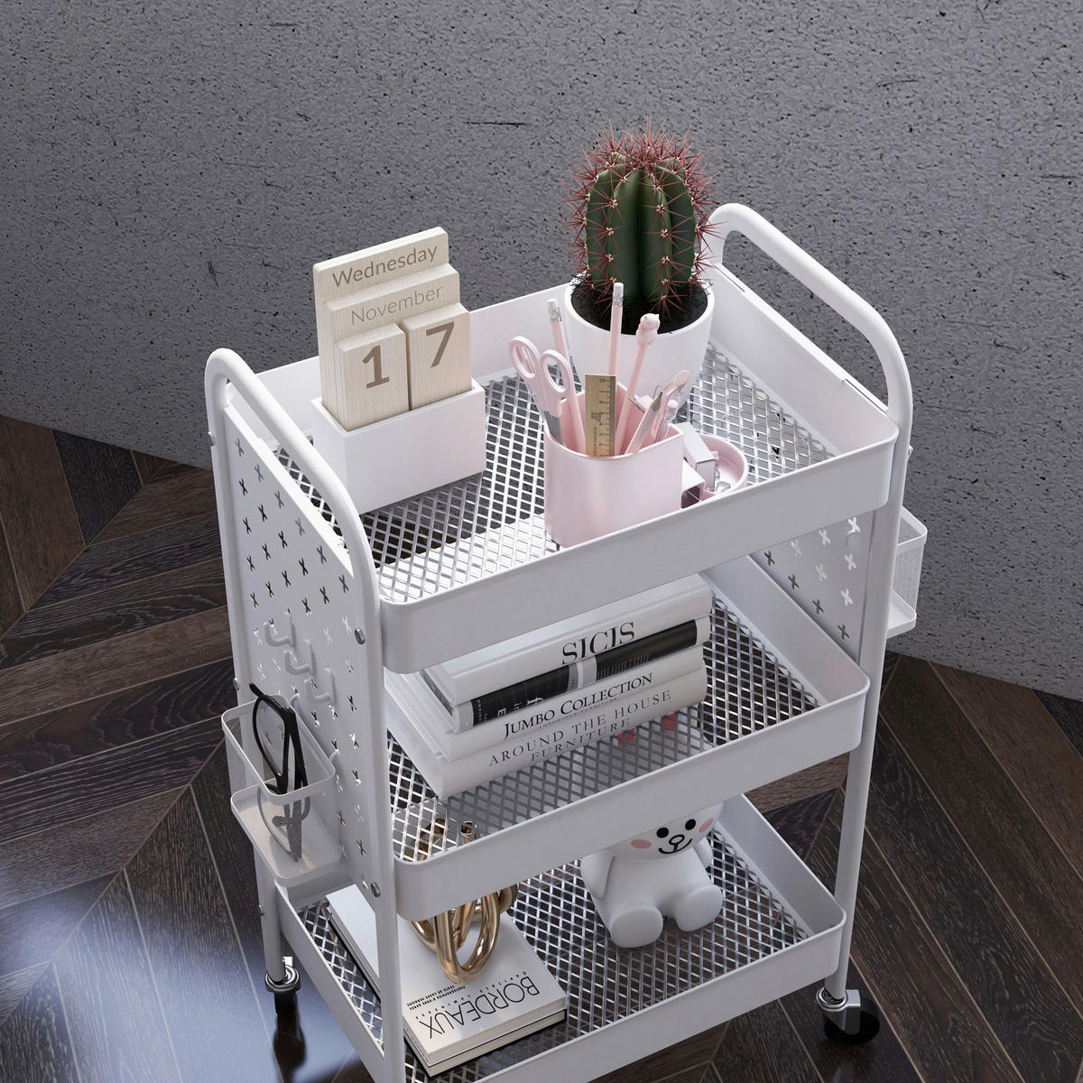 HOMCOM Küchenwagen weiß Edelstahl B/H/L: ca. 30,5x53,5x75 cm Küchenwagen - weiß (75,00/30,50/53,50cm) - HOMCOM