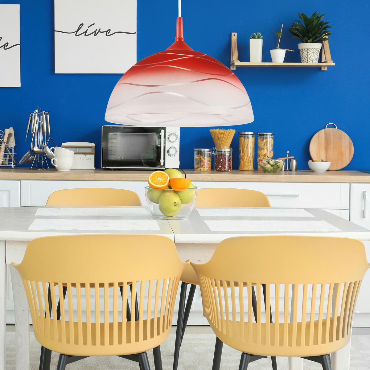 Lamkur Hängeleuchte rot Glas B/H/L: ca. 31x17x31 cm E27 1 Brennstellen Hängeleuchte - rot (31,00/31,00/17,00cm) - Lamkur