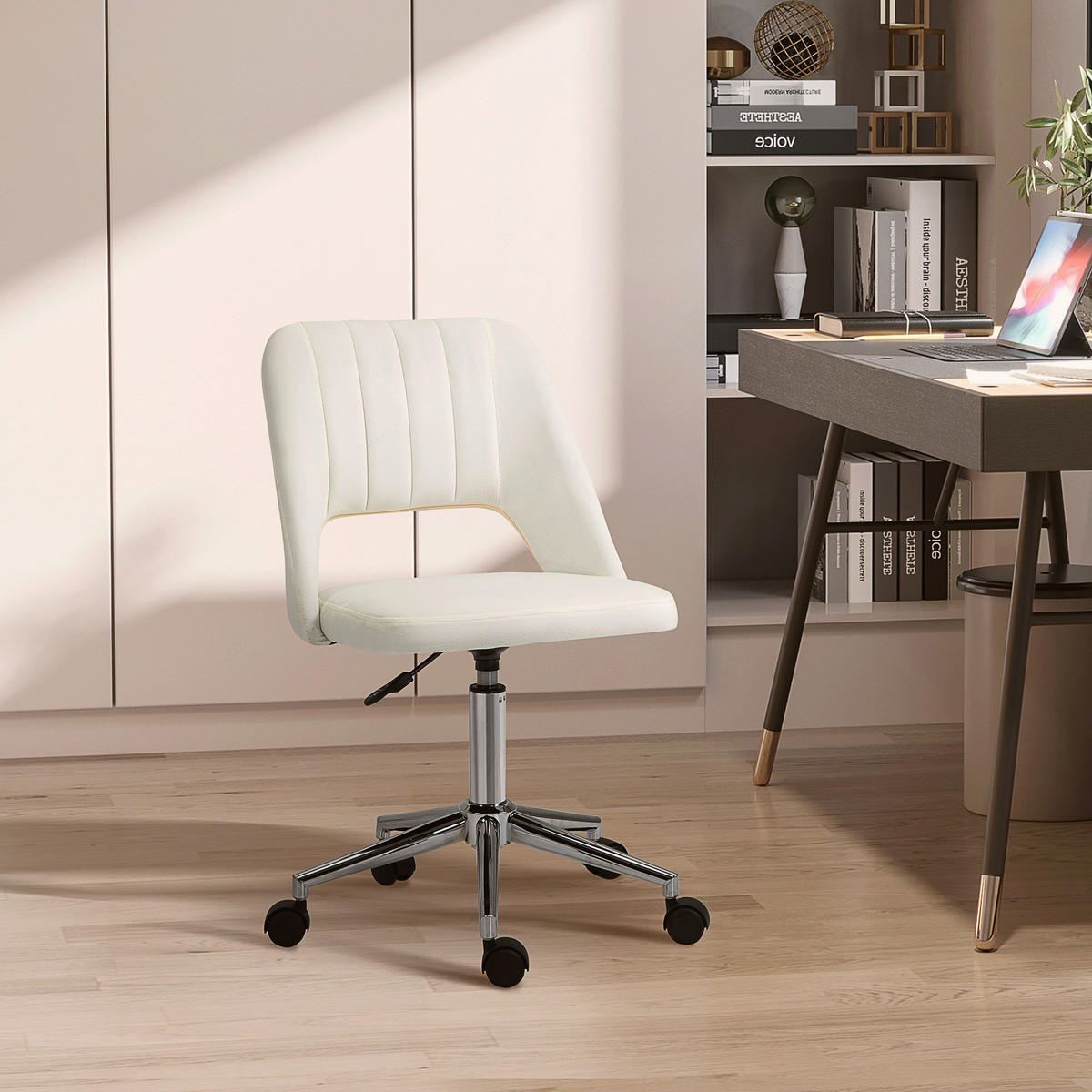 Drehstuhl 921-481V80CW beige 921-481V80CW - beige (49,00/79,00/54,00cm) - Vinsetto