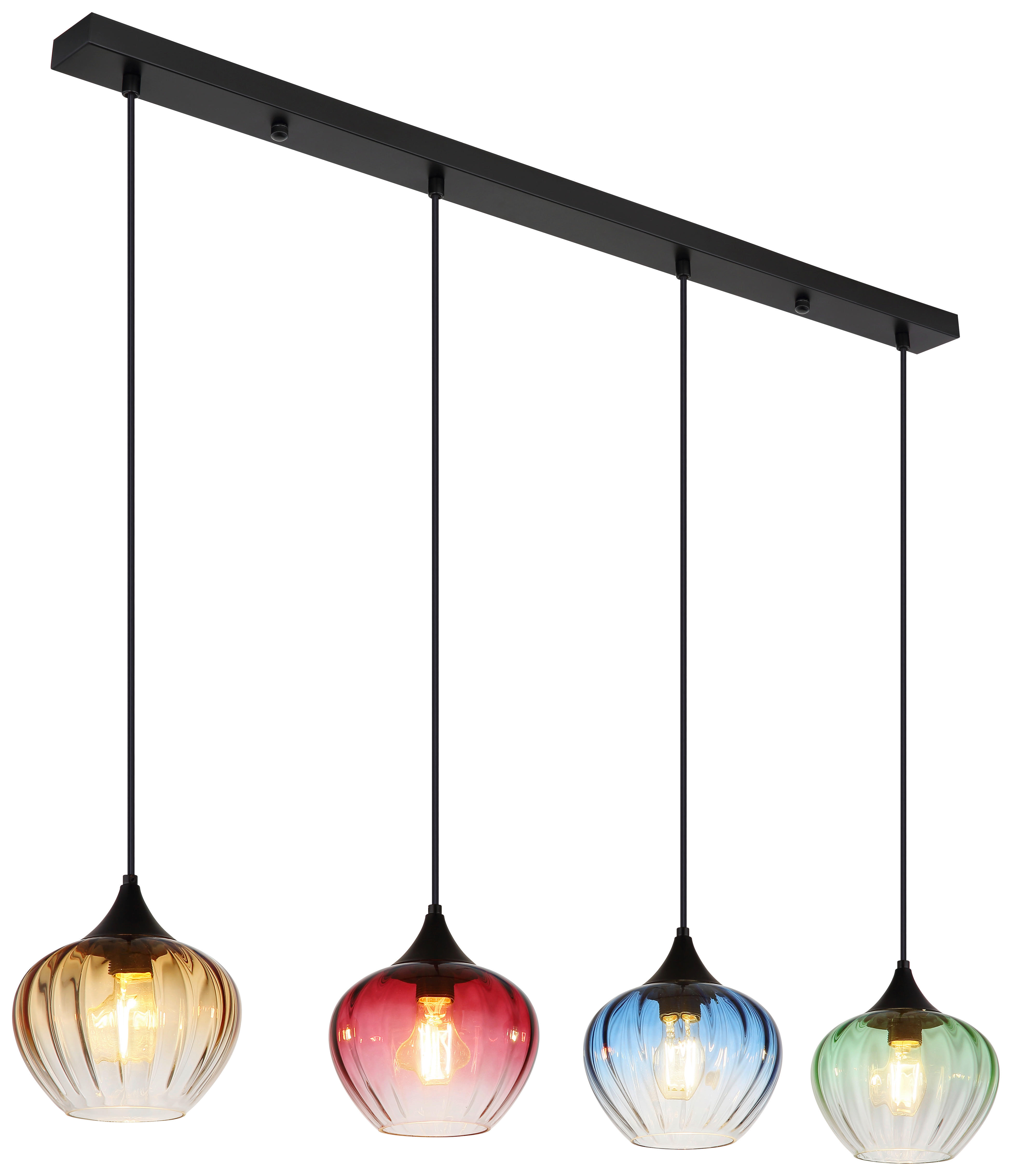 GLOBO Pendelleuchte SANDER 15748-4H schwarz Metall B/H/L: ca. 18x120x111 cm E27 4 Brennstellen SANDER - schwarz (111,00/18,00/120,00cm) - GLOBO