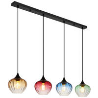 GLOBO Pendelleuchte SANDER 15748-4H schwarz Metall B/H/L: ca. 18x120x111 cm E27 4 Brennstellen SANDER - schwarz (111,00/18,00/120,00cm) - GLOBO