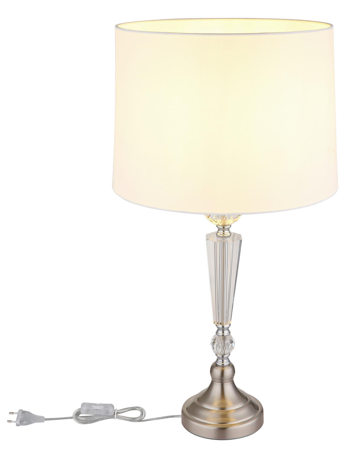 GLOBO Tischleuchte ARRO 24146W nickel weiß Metall Textil Kunststoff H/D: ca. 66x35 cm E27 1 Brennstellen ARRO - nickel/weiß (35,00/66,00cm) - GLOBO