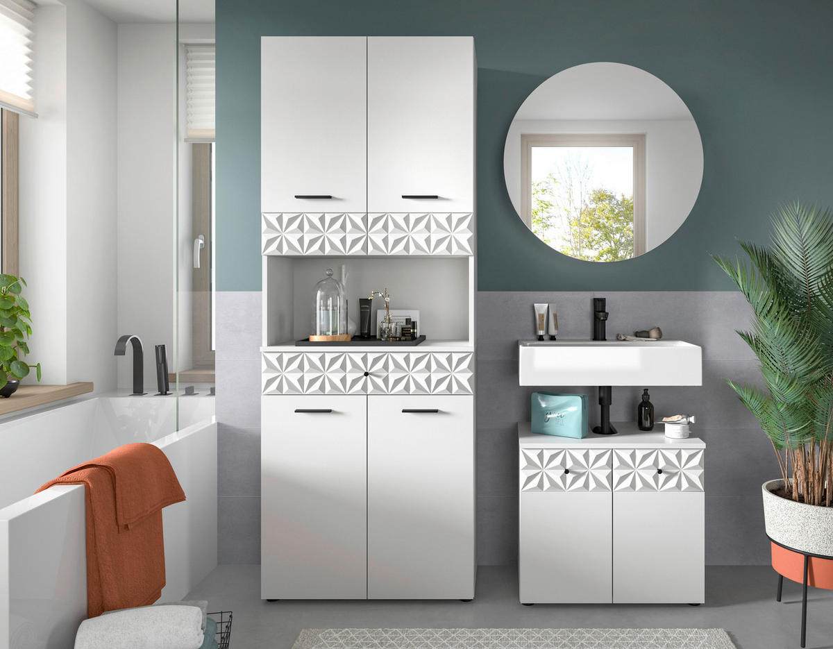 Badezimmer-Set Prisma weiß B/H/T: ca. 176x187x37 cm Prisma - weiß (176,00/187,00/37,00cm) - xonox.home