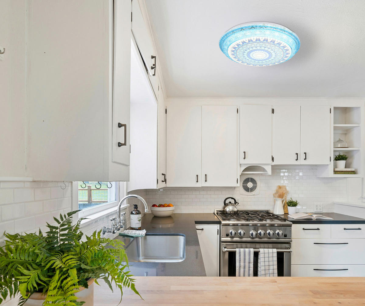 LED-Deckenleuchte blau Metall Kunststoff H/D: ca. 8,5x39 cm LED-Deckenleuchte_Lazaro - blau (39,00/8,50cm)