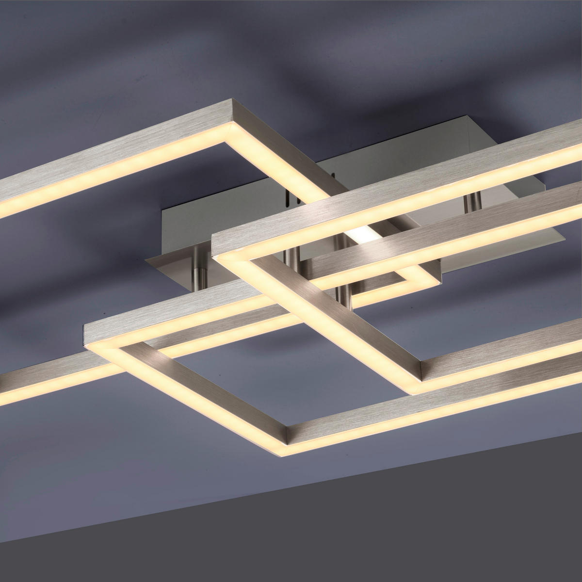 Just Light Smarte LED-Deckenleuchte MAXI 16431-55 stahlfarbig weiß Metall Kunststoff B/H/T: ca. 50x10,5x82 cm 3 Brennstellen LOLAsmart-MAXI - weiß/stahlfarbig (50,00/10,50/82,00cm) - Just Light