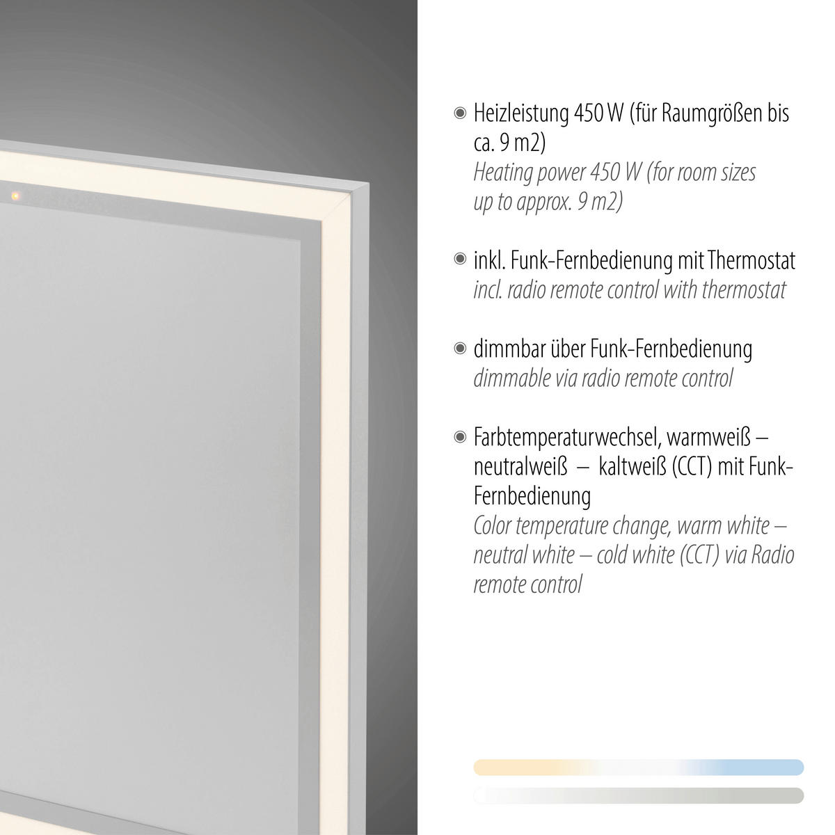 Just Light LED-Deckenleuchte mit Heizfunktion BEROA 18067-16 weiß Kunststoff Metall B/H/T: ca. 60x6,8x60 cm 1 Brennstellen BEROA - weiß (60,00/6,80/60,00cm) - Just Light