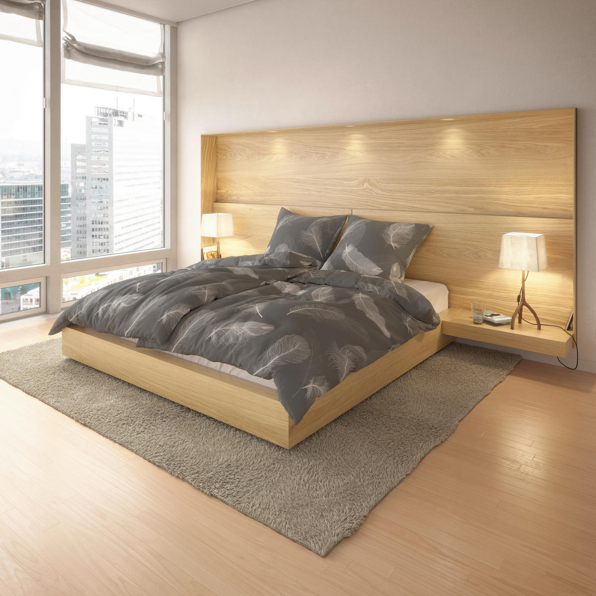 Baumwoll Bettwäsche Renforce Bettwäsche_Renforce Downy 135x200 - weiß/grau (135,00/200,00cm) - beau rêve