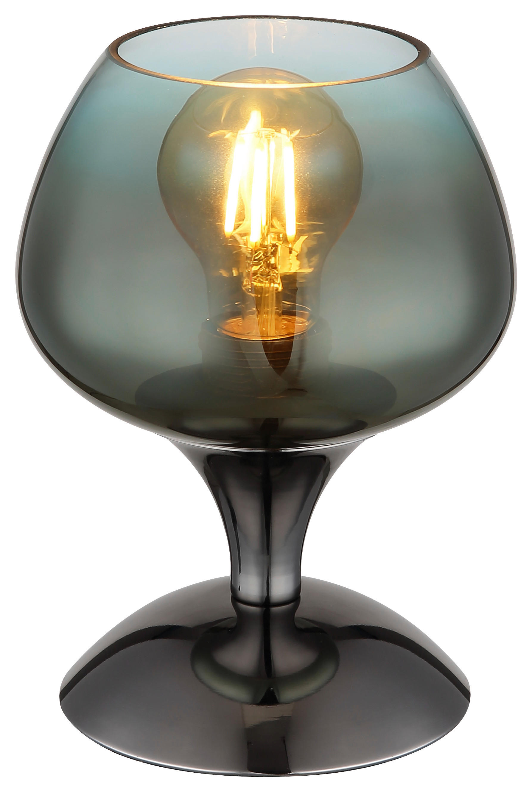 GLOBO Tischleuchte schwarz Chrom grün Textil Metall Glas H/D: ca. 20,5x15 cm E27 1 Brennstellen MAXY - schwarz/Chrom (15,00/20,50cm) - GLOBO