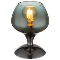 GLOBO Tischleuchte schwarz Chrom grün Textil Metall Glas H/D: ca. 20,5x15 cm E27 1 Brennstellen MAXY - schwarz/Chrom (15,00/20,50cm) - GLOBO