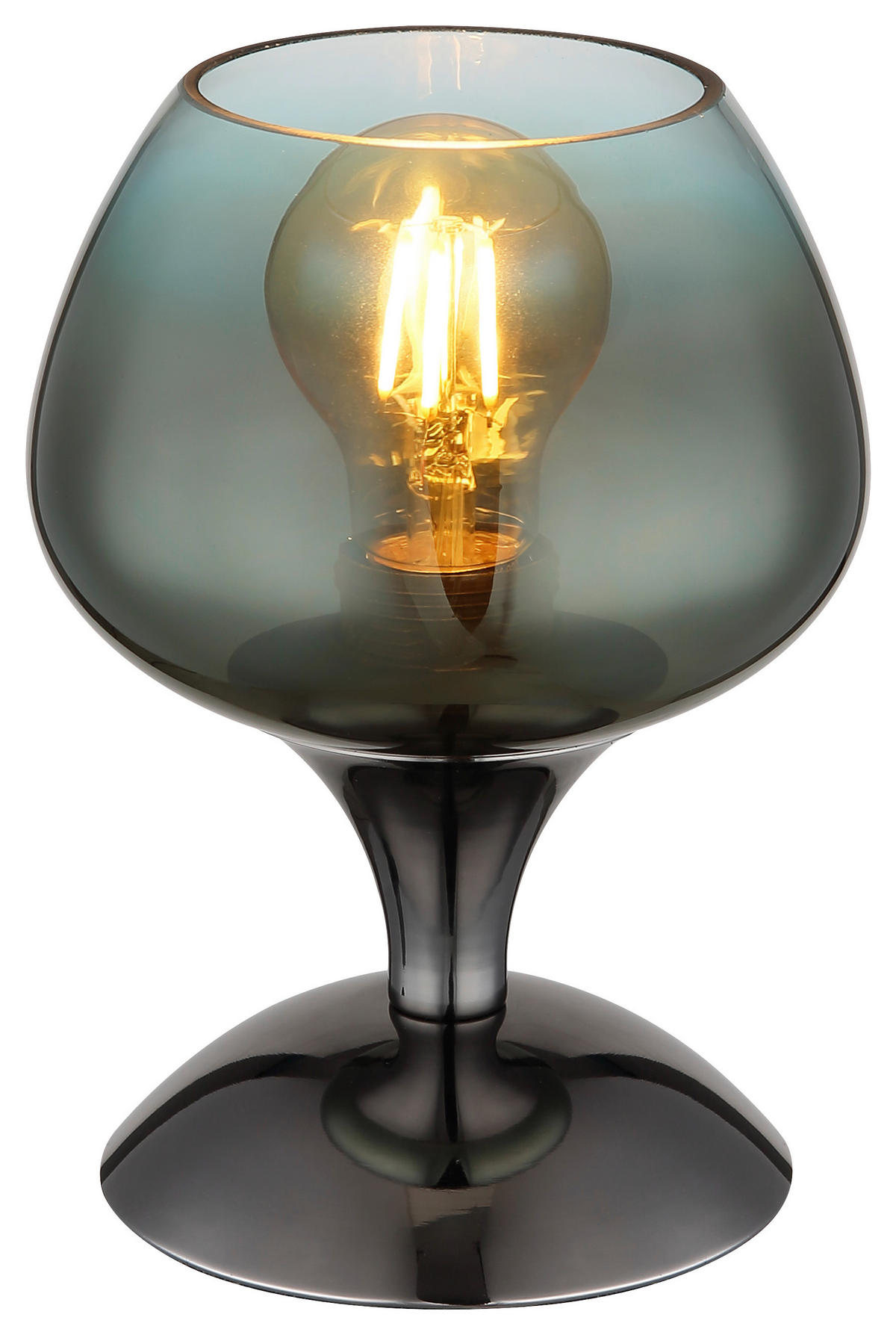 GLOBO Tischleuchte schwarz Chrom grün Textil Metall Glas H/D: ca. 20,5x15 cm E27 1 Brennstellen MAXY - schwarz/Chrom (15,00/20,50cm) - GLOBO