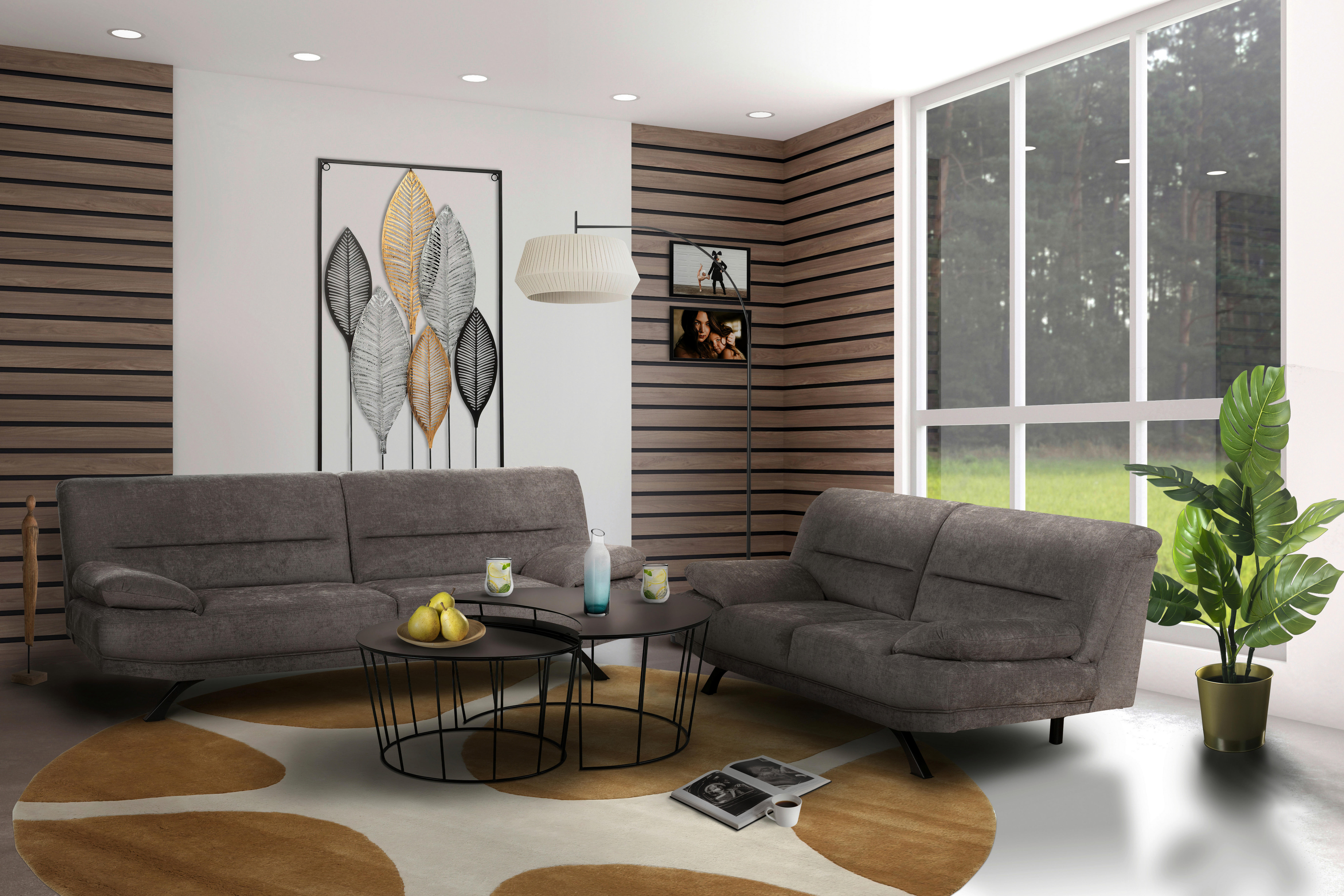 Sofa Bruno graubraun Microfaser B/H/T: ca. 191x83x94 cm Bruno - schwarz/graubraun (191,00/83,00/94,00cm)