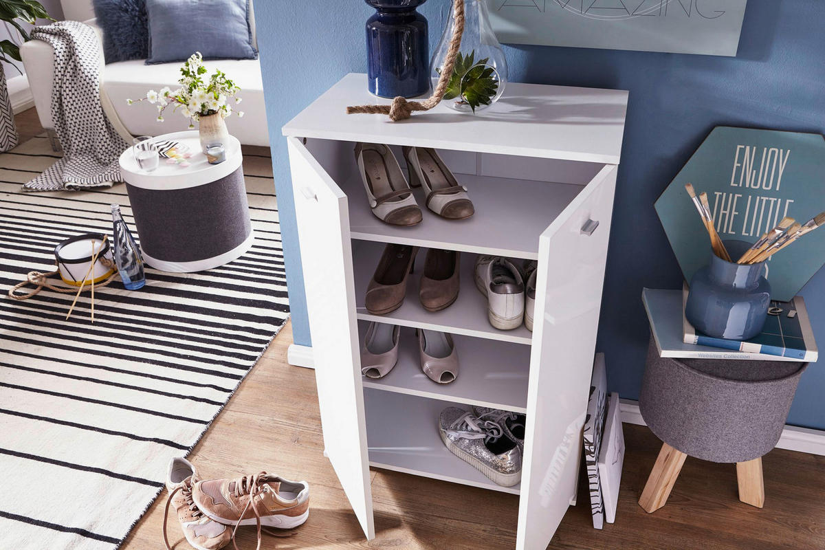 Schuhschrank weiß B/H/T: ca. 60x90x35 cm Schuhschrank NIMES - weiß (60,00/90,00/35,00cm) - Wohnling