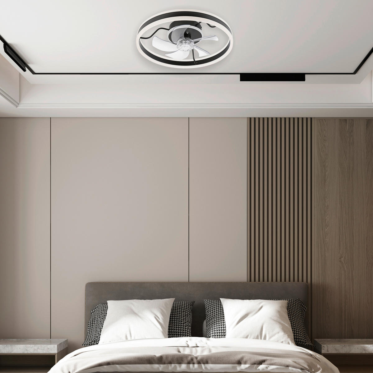 Lamkur LED-Deckenventilator FALCO 49915 schwarz H/L: ca. 17x50 cm max. 40 W Falco - schwarz (50,00cm) - Lamkur
