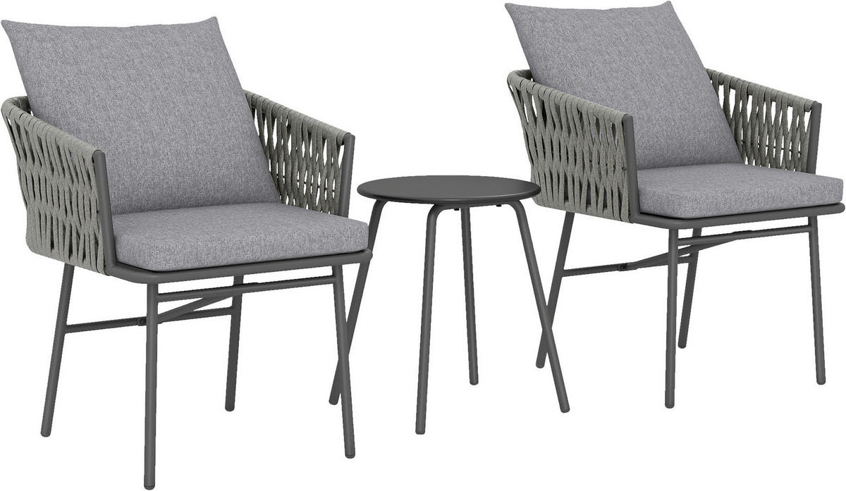 Outsunny Rattan Bistroset grau Polyethylen B/H/L: ca. 58x69x63 cm Rattan_Bistroset - grau (63,00/58,00/69,00cm) - Outsunny