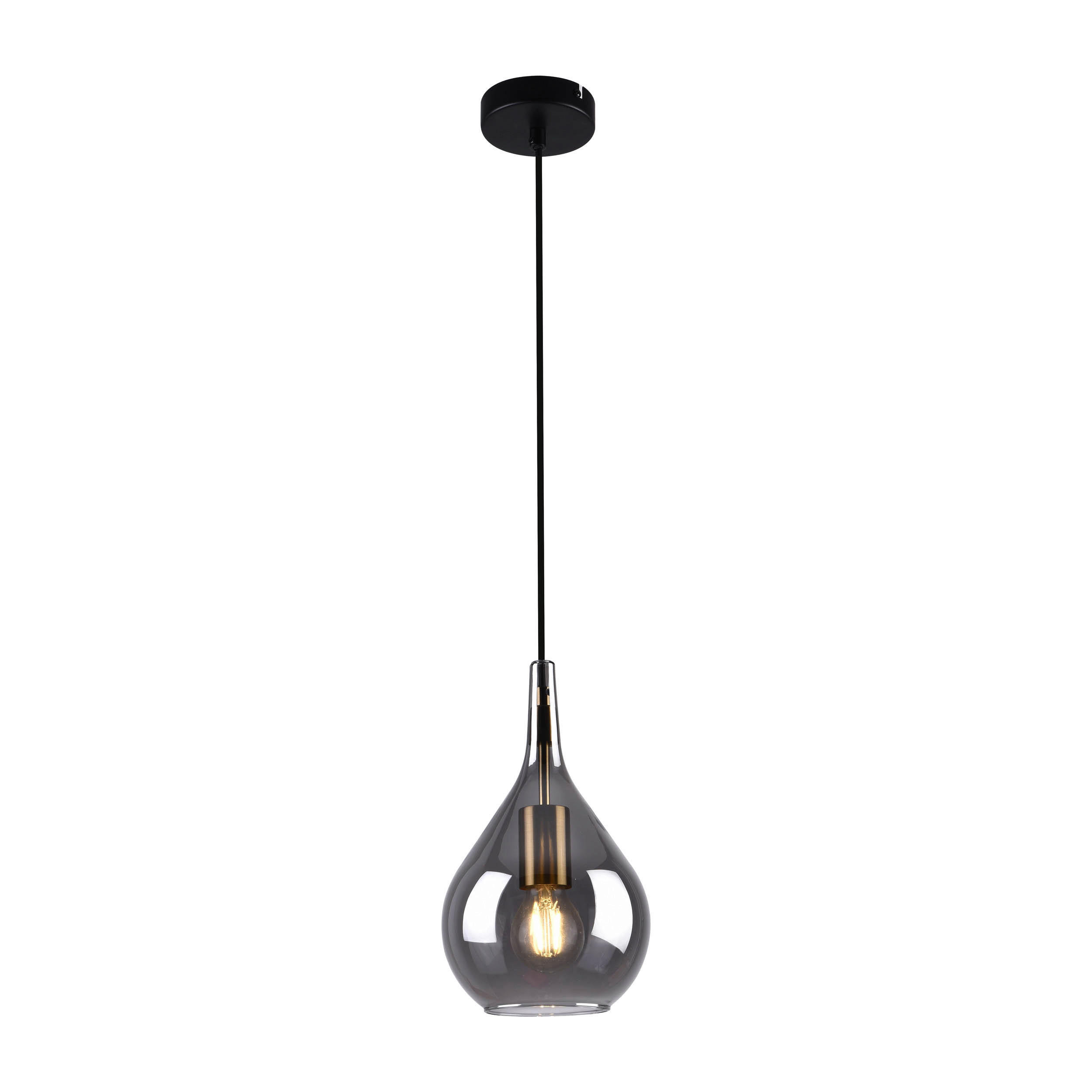 Näve Leuchten Pendelleuchte schwarz Glas Metall B/H/T/D: ca. 20x150x20x20 cm E27 1 Brennstellen GOTA - schwarz (20,00/150,00/20,00cm) - Näve Leuchten