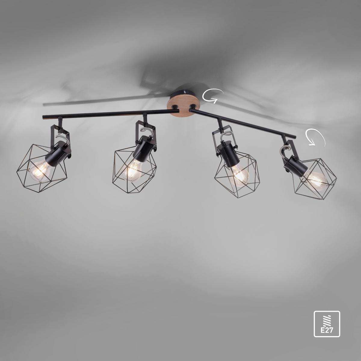 Just Light Spotbalken 15674-78 Metall B/H/L: ca. 68x31x110 cm E27 4 Brennstellen Spotbalken_4flg.Jaro - (110,00/68,00/31,00cm) - Just Light