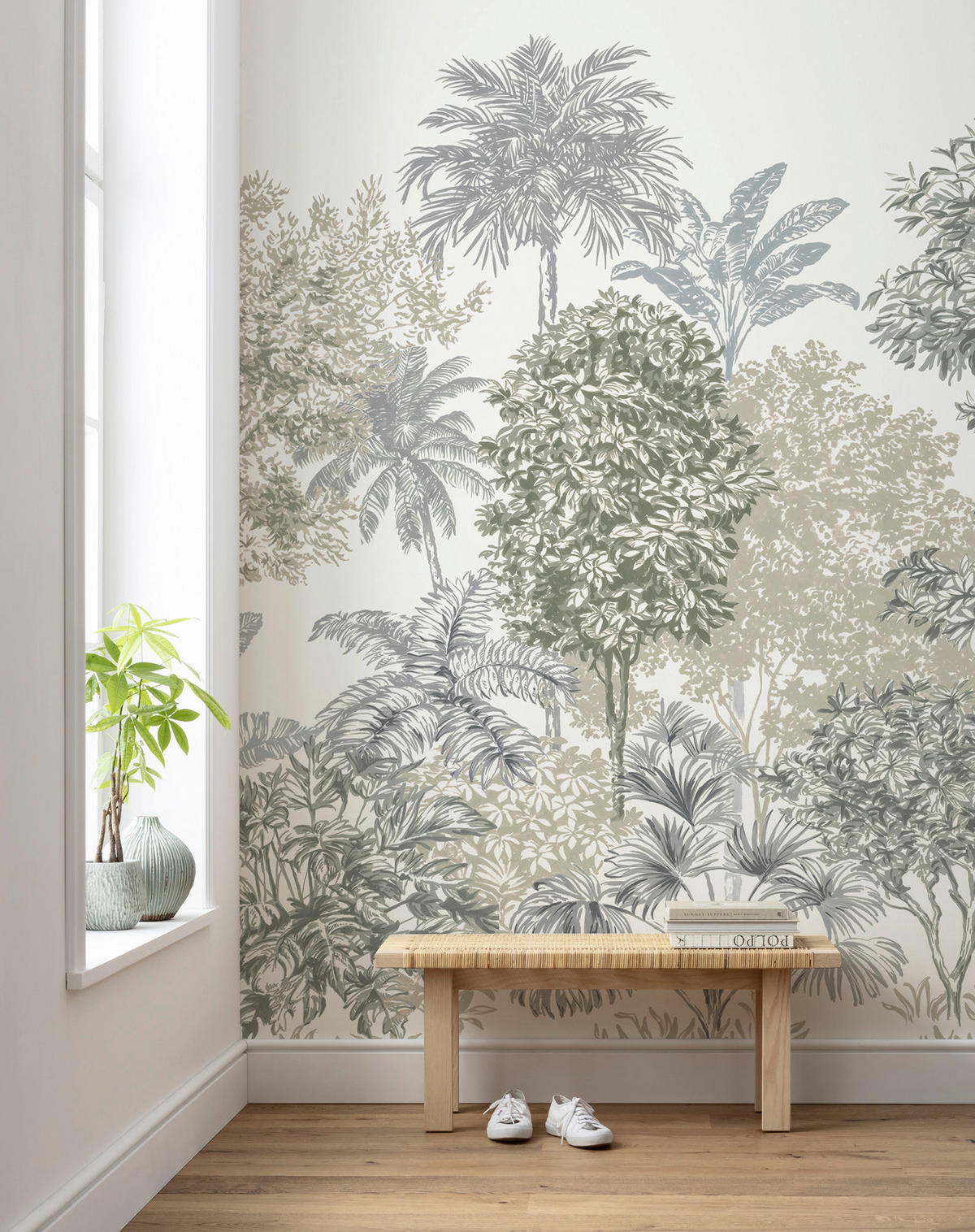 Komar Fototapete Painted Palms B/L: ca. 300x250 cm Painted Palms - (300,00/250,00cm) - Komar