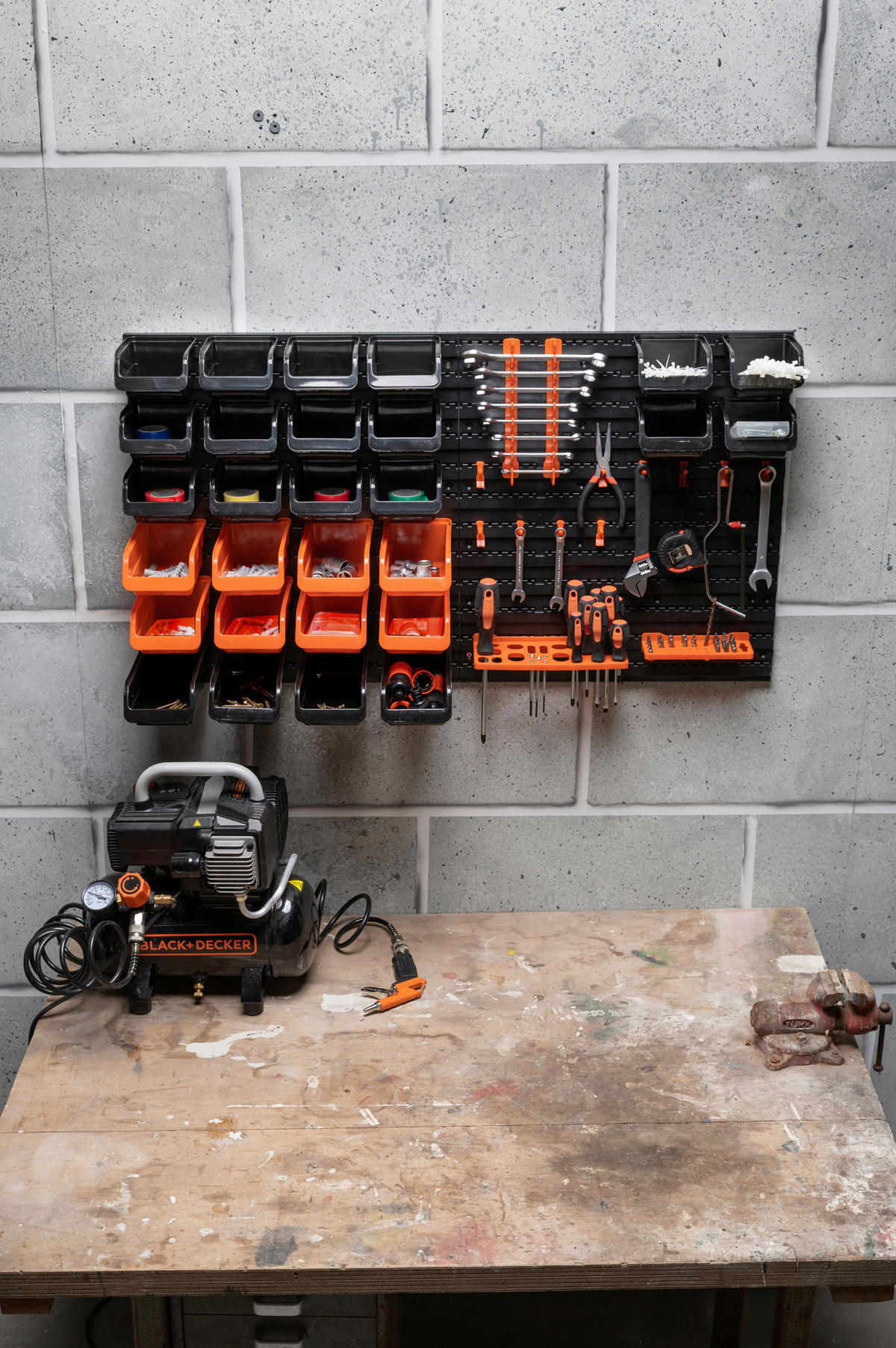 BLACK+DECKER Werkzeugwand orange B/H/L: ca. 14,2x56,3x50 cm Werkzeugwand_43tlg. - orange/schwarz (50,00/14,20/56,30cm) - BLACK+DECKER