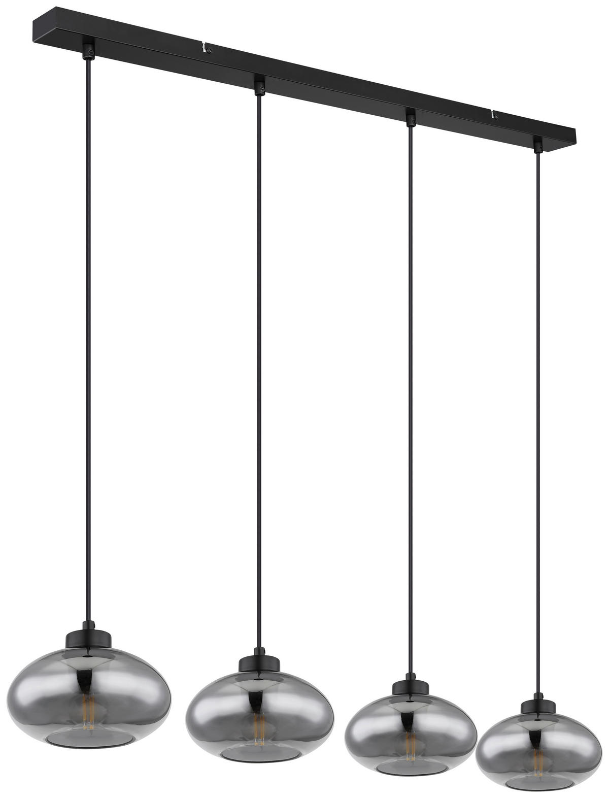 GLOBO Pendelleuchte Shaun 15572-4H schwarz Metall Rauchglas B/H/L: ca. 18x120x96 cm E27 4 Brennstellen Pendelleuchte_Shaun - schwarz (96,00/18,00/120,00cm) - GLOBO