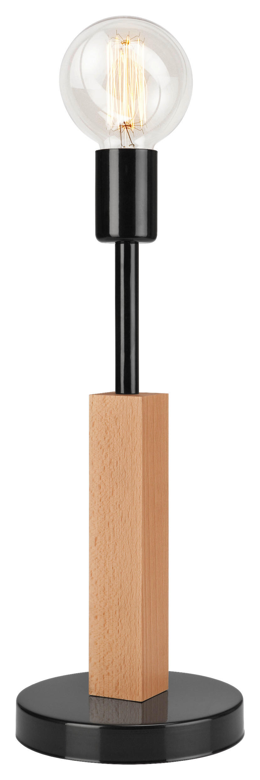 Lamkur Tischlampe schwarz Holz Stahl B/H/L: ca. 19x17x44 cm E27 1 Brennstellen Orazio - schwarz (44,00/19,00/17,00cm) - Lamkur