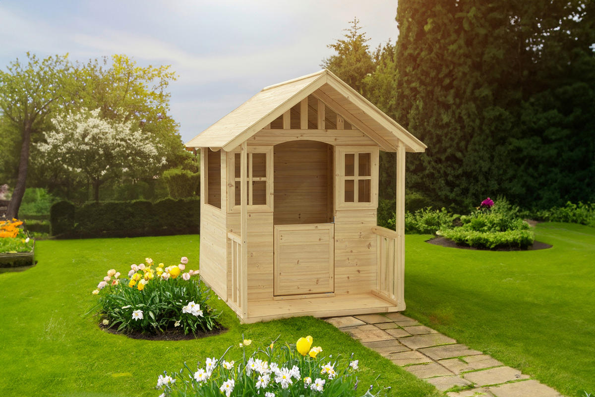 Zwerkules Spielhaus Villa natur B/H/L: ca. 121x140x137 cm Villa - natur (137,00/121,00/140,00cm) - Zwerkules