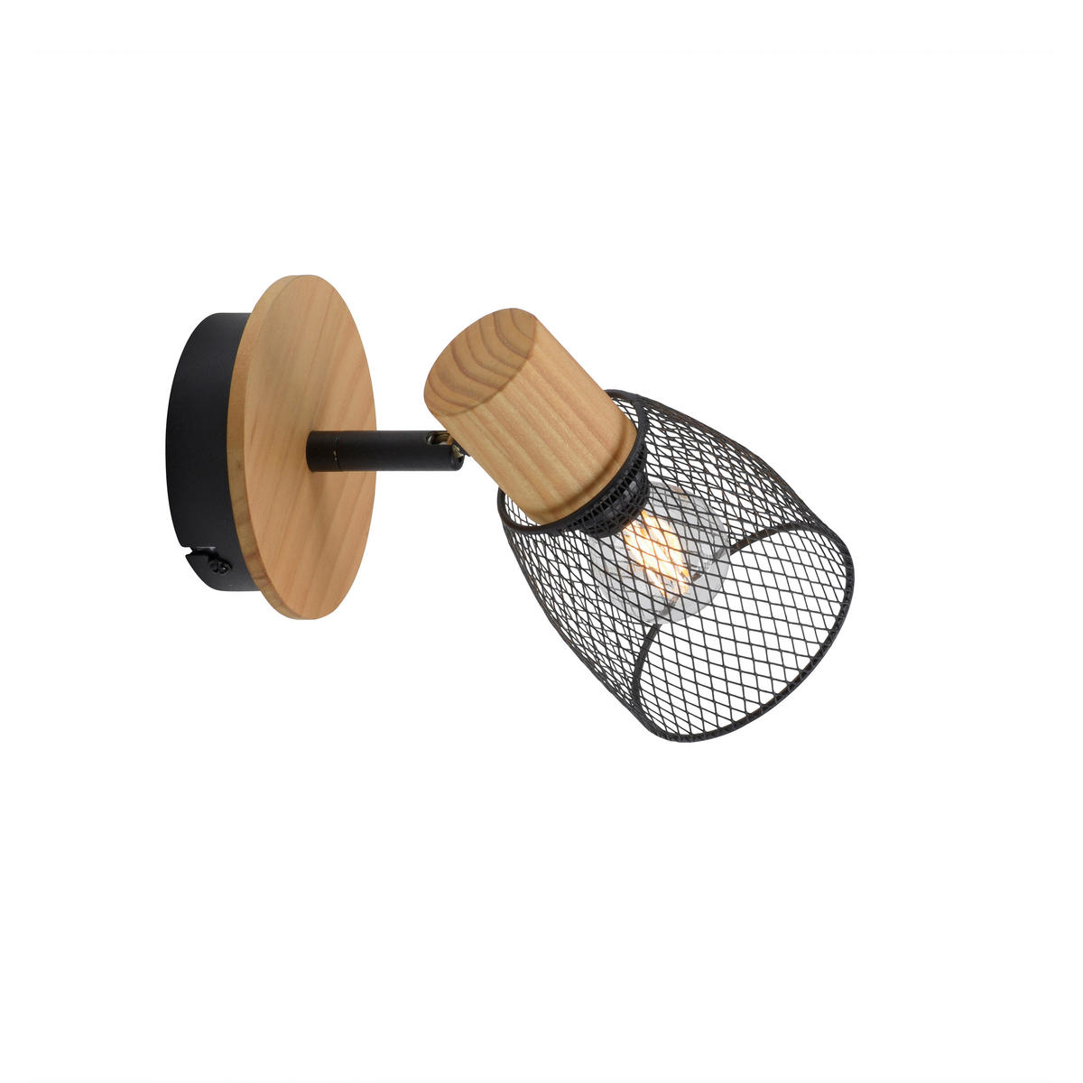 Just Light Spot TAMIS 15191-79 schwarz natur Holz Metall B/H/T: ca. 17x21x17 cm E14 1 Brennstellen TAMIS - natur/schwarz (17,00/21,00/17,00cm) - Just Light